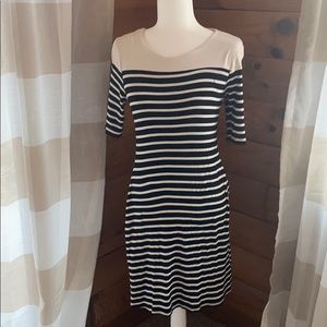 Cream and black striped dress